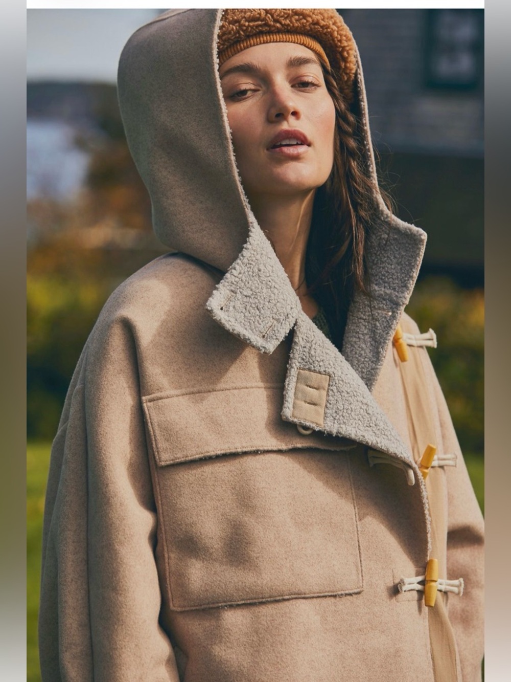 Free People Slouchy Hooded Duffle jacket sz medium